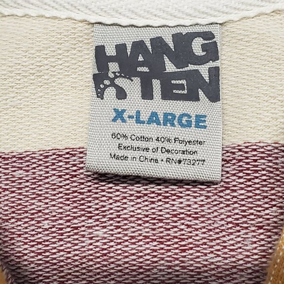 Hang Ten X-Large Multicolor Striped Hoodie Sweatshirt Front Pocket Drawstring Ho - Picture 3 of 8